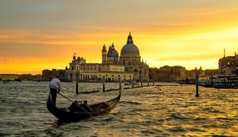 Gondola on the water in Venice, Italy